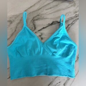 Alo Turquoise Seamless Bralette Crop Top